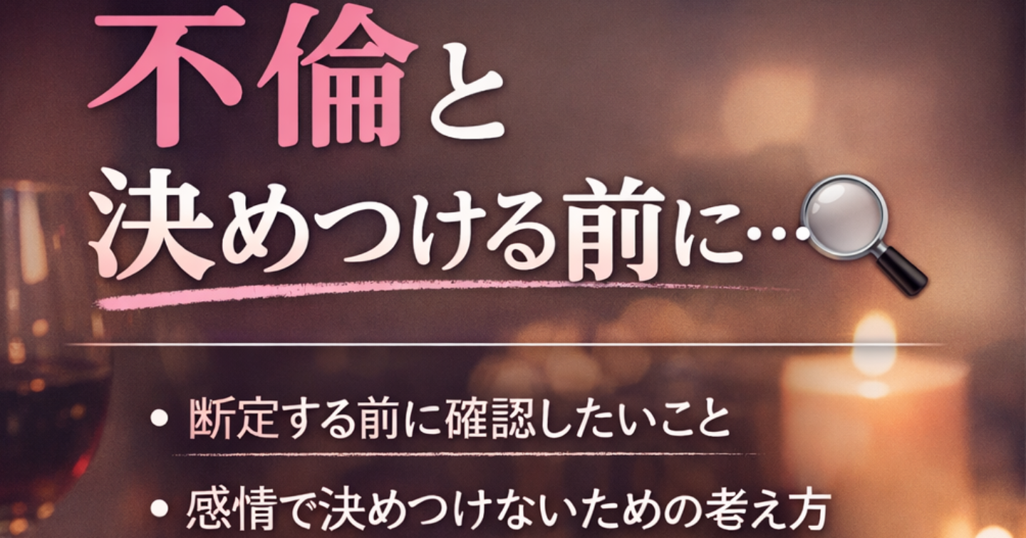 「不倫かも」と思った時点で考えたい視点
