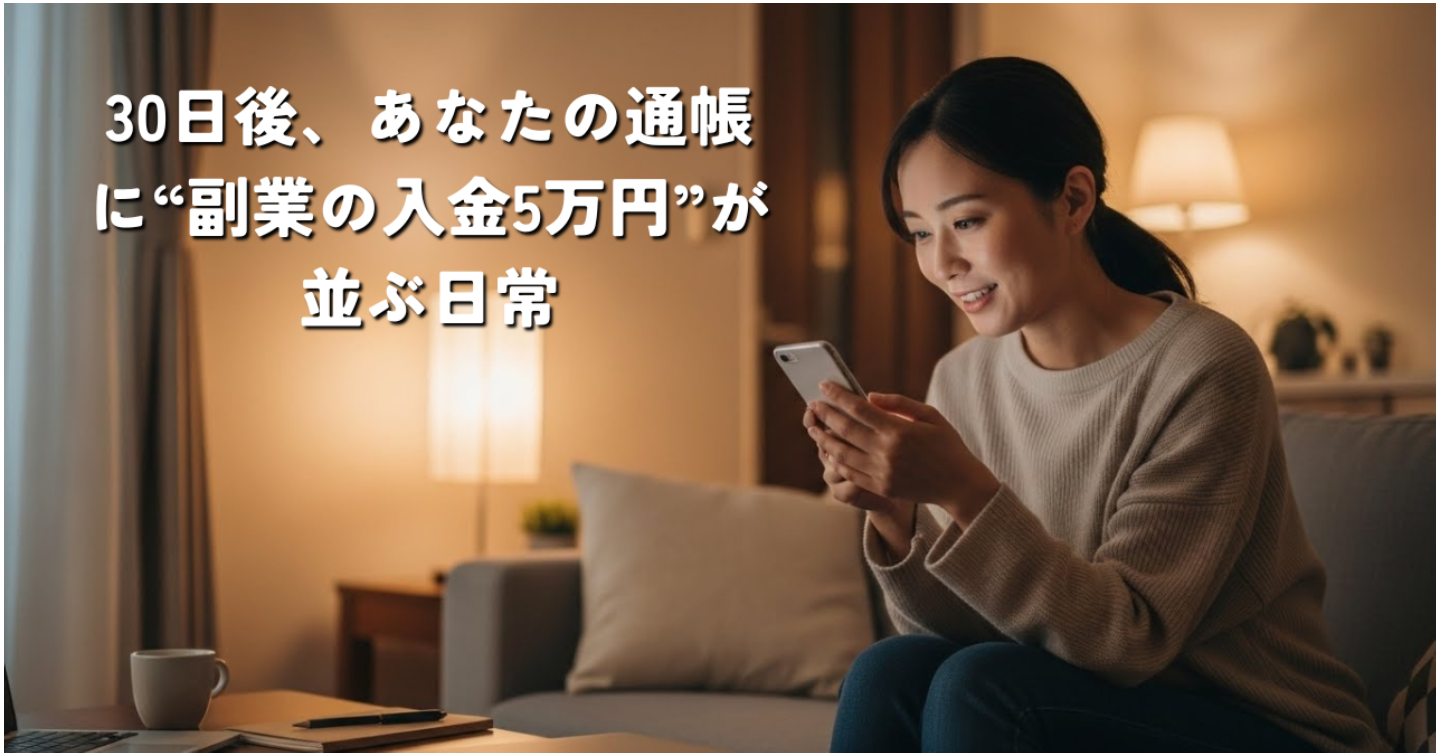 「30日後、あなたの通帳に“副業の入金5万円”が並ぶ日常」