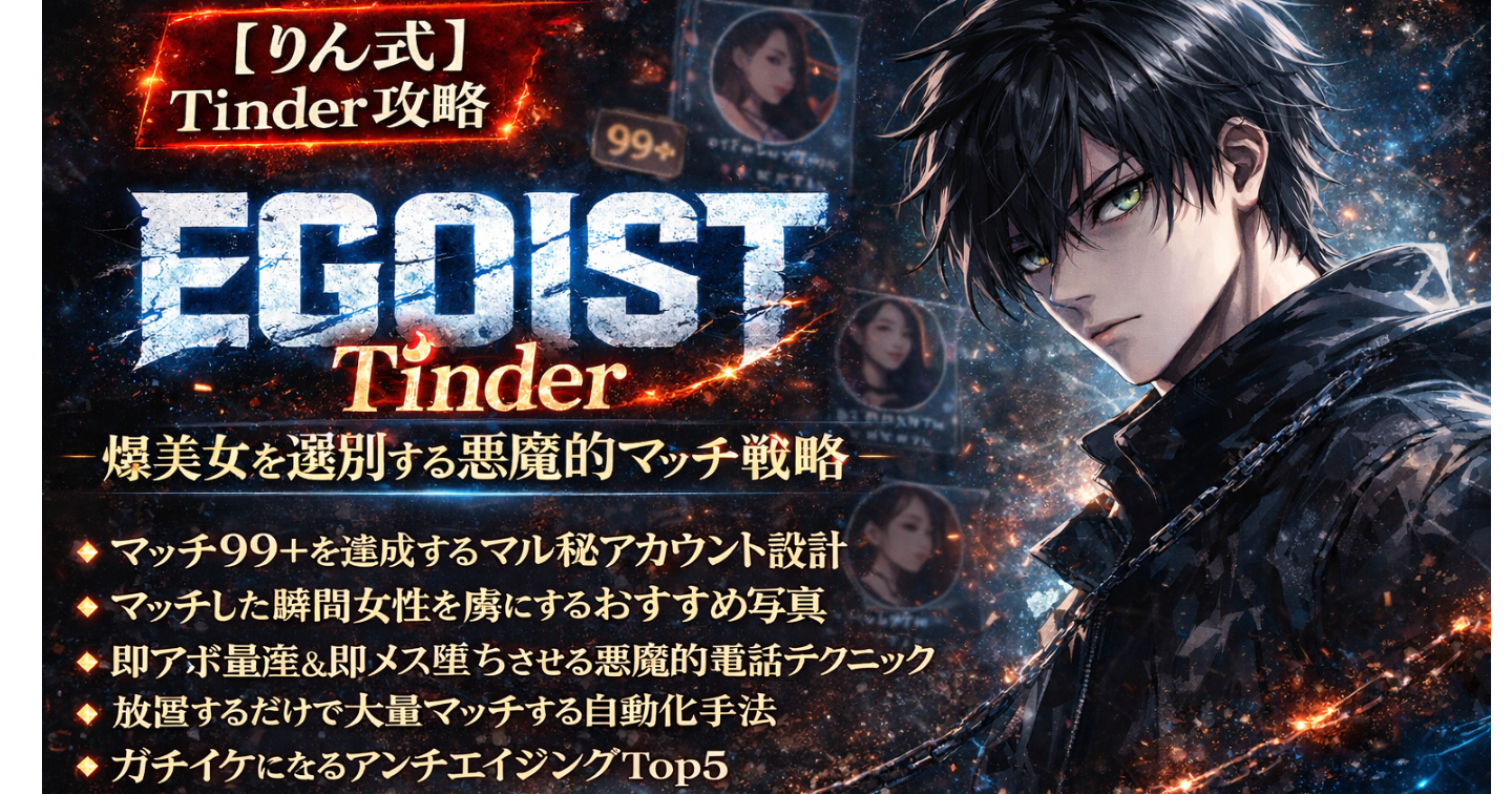 【りん式】〜Tinder攻略〜EGOIST Tinder 爆美女を選別する悪魔的マッチ戦略