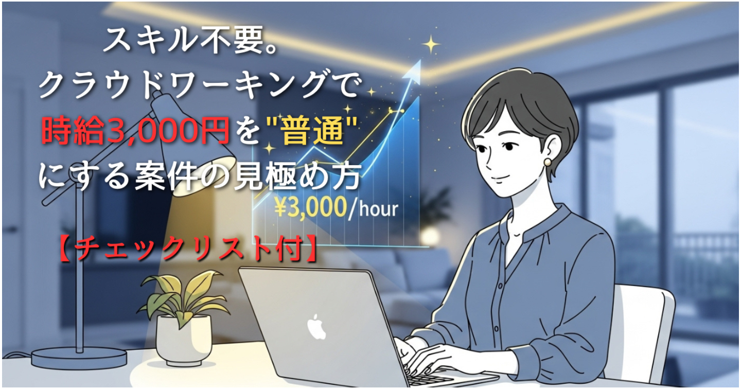 スキル不要。クラウドワーキングで時給3,000円を"普通"にする案件の見極め方【チェックリスト付】