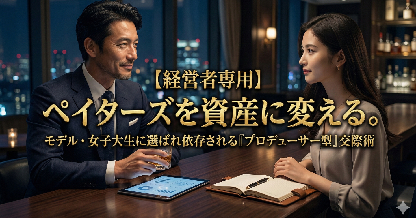 【経営者専用】ペイターズを資産に変える。モデル・女子大生に選ばれ依存される「プロデューサー型」交際術｜ROI最大化5つの対話テンプレ