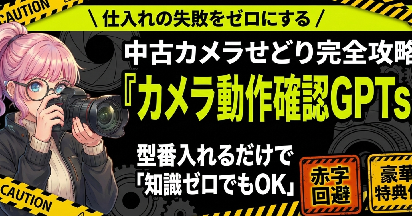 中古カメラせどり完全攻略！！カメラ動作確認GPTsで失敗しない仕入れの確立