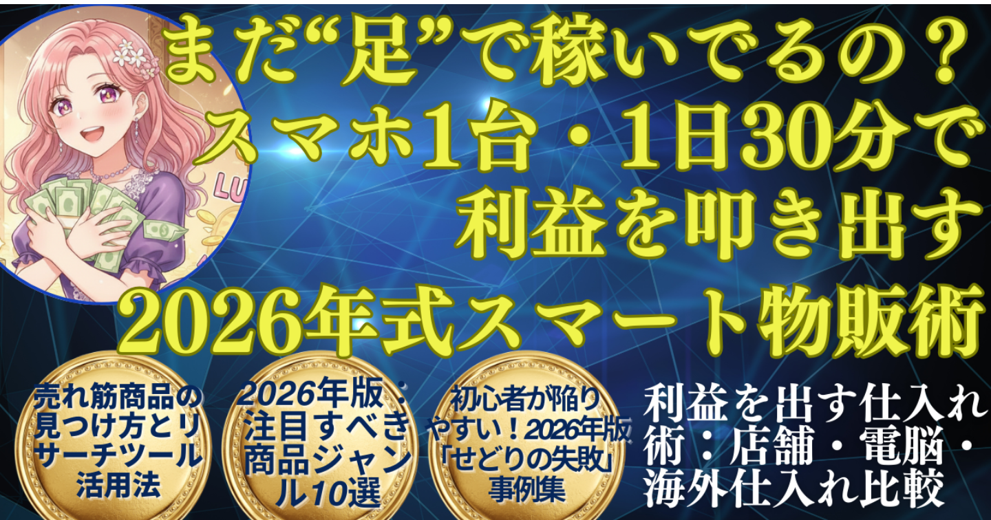まだ“足”で稼いでるの？スマホ1台・1日30分で利益を叩き出す「2026年式スマート物販術