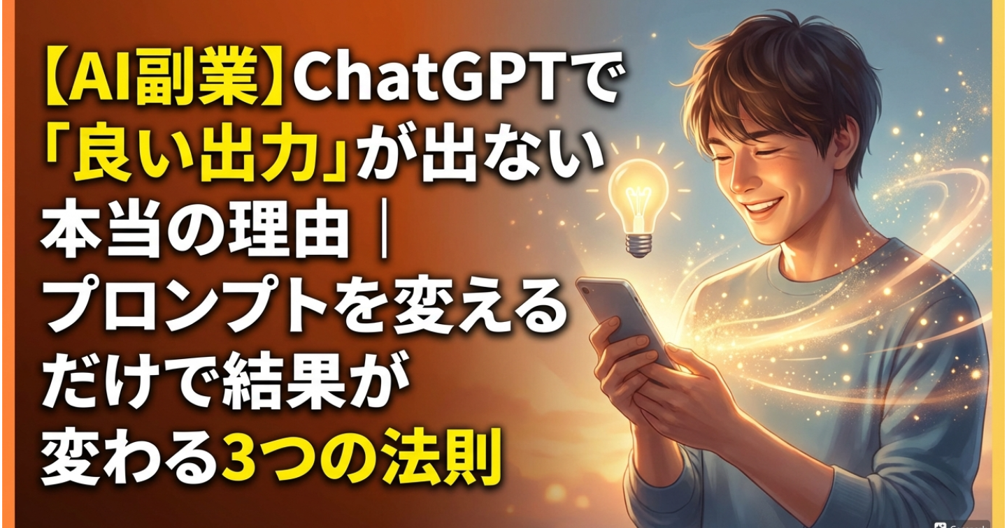 【AI副業】ChatGPTで「良い出力」が出ない本当の理由｜プロンプトを変えるだけで結果が変わる3つの法則