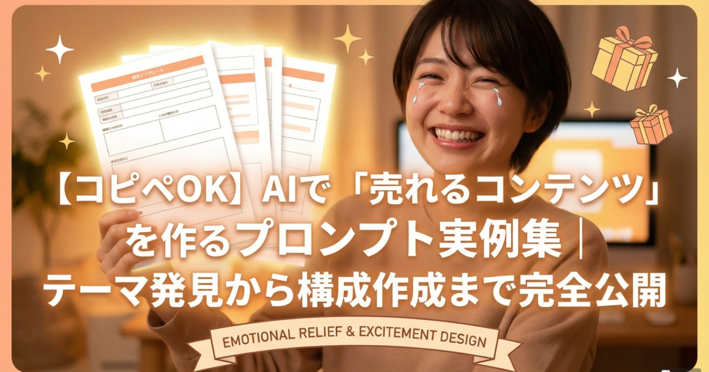 【コピペOK】AIで「売れるコンテンツ」を作るプロンプト実例集｜テーマ発見から構成作成まで完全公開