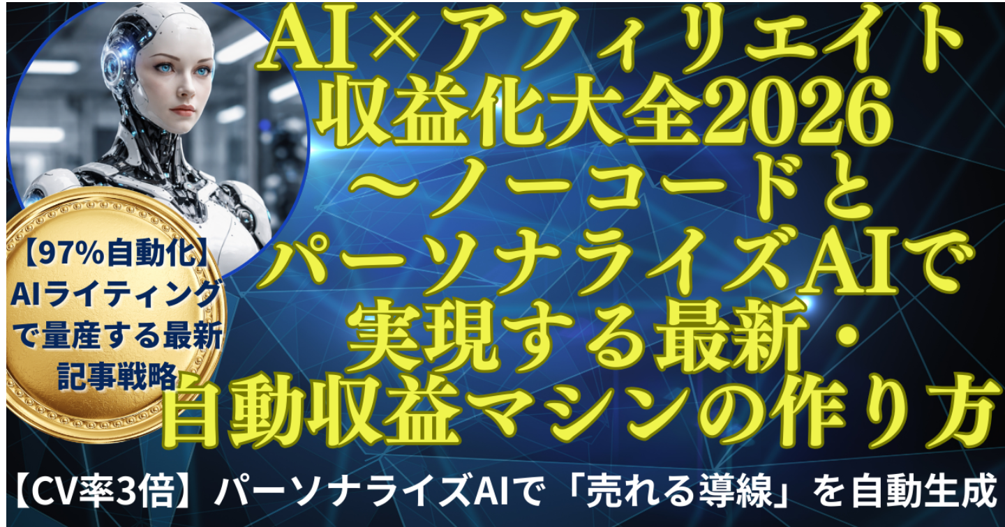 AI×アフィリエイト収益化大全2026 〜ノーコードとパーソナライズAIで実現する最新・自動収益マシンの作り方〜