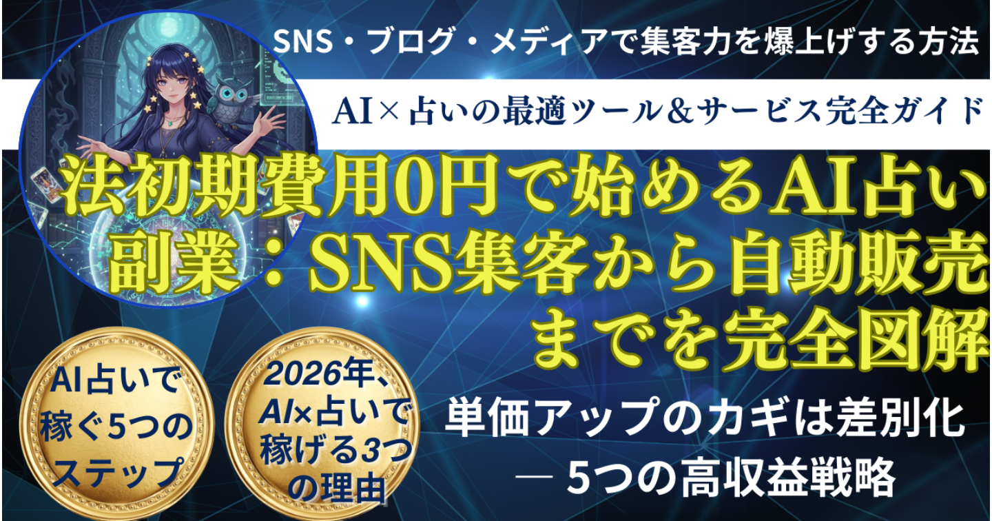 初期費用0円で始めるAI占い副業：SNS集客から自動販売までを完全図解