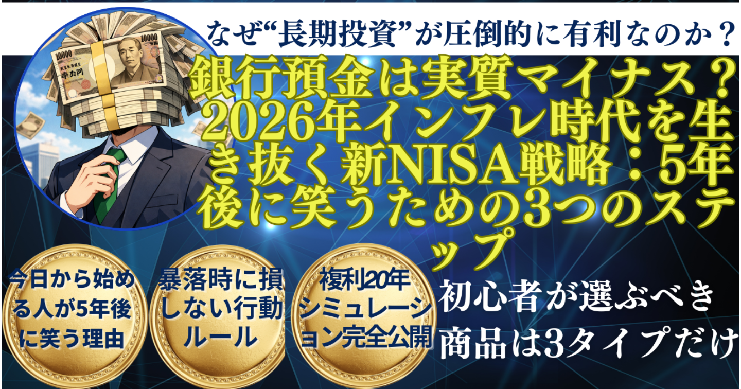 銀行預金は実質マイナス？2026年インフレ時代を生き抜く新NISA戦略：5年後に笑うための3つのステップ