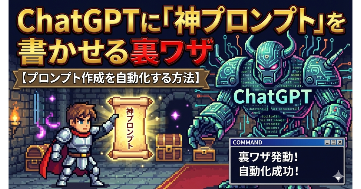ChatGPTに「神プロンプト」を書かせる裏ワザ【プロンプト作成を自動化する方法】