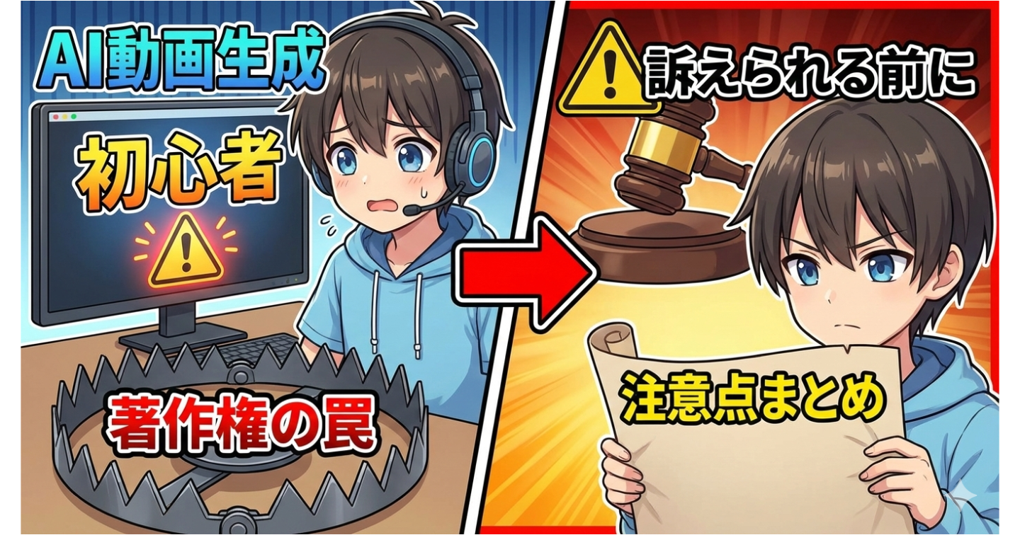 【AI動画生成】初心者が必ず踏む著作権の罠 → 訴えられる前に読んでおくべき注意点まとめ