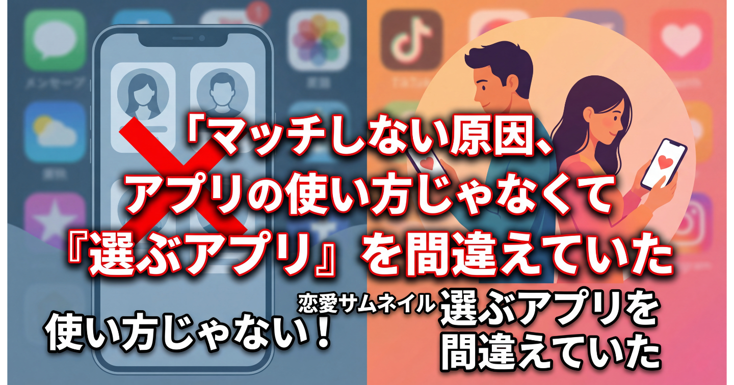マッチしない原因、アプリの使い方じゃなくて「選ぶアプリ」を間違えていた