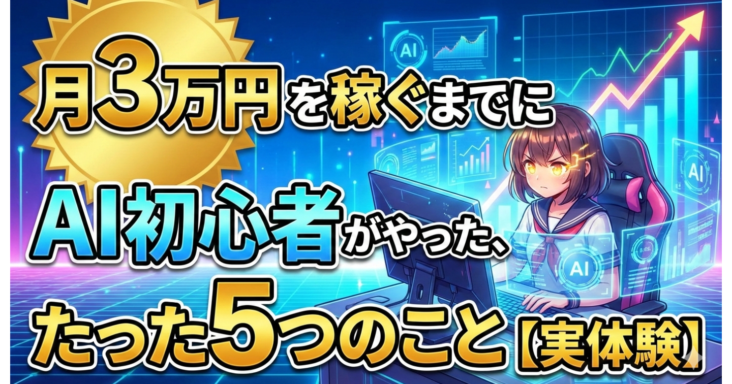 月3万円を稼ぐまでにAI初心者がやった、たった5つのこと【実体験】