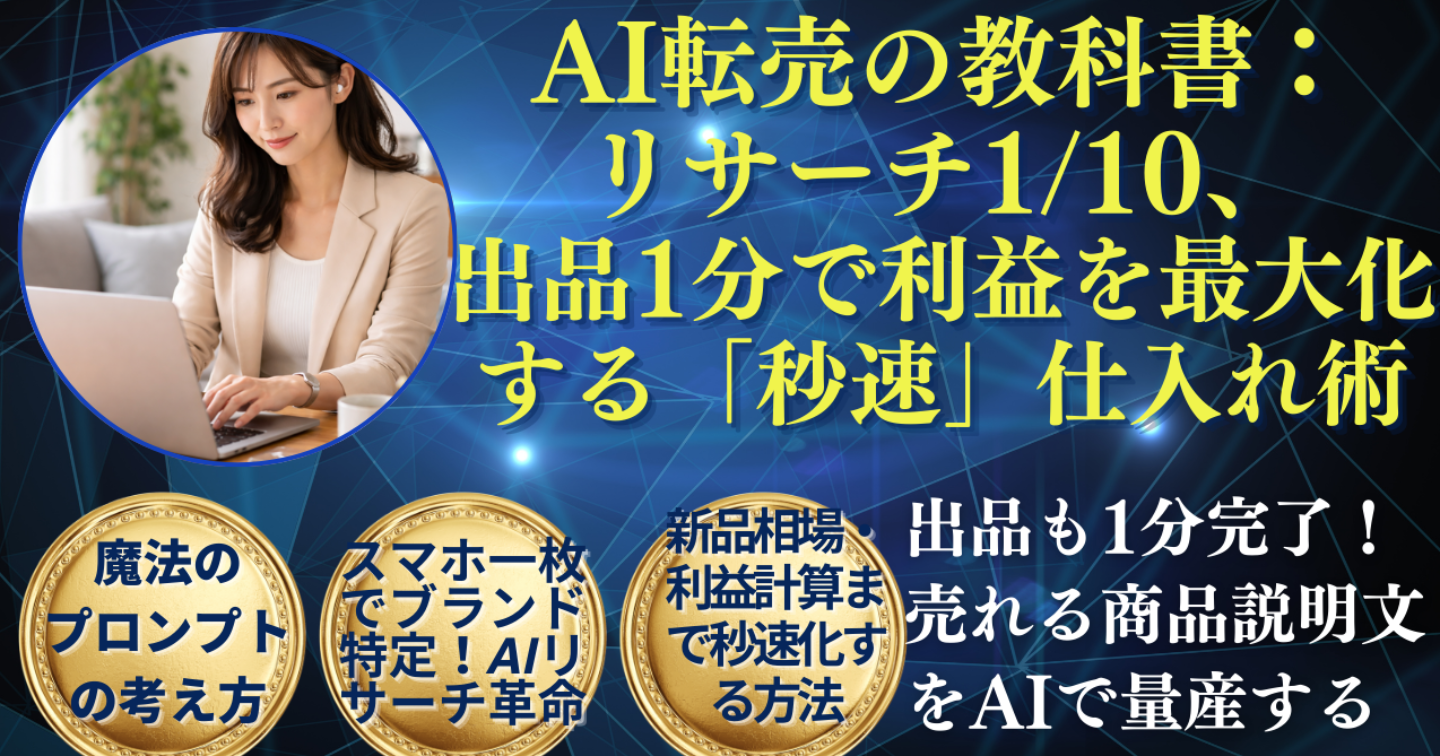 AI転売の教科書：リサーチ1/10、出品1分で利益を最大化する「秒速」仕入れ術