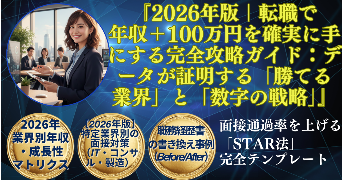 『2026年版｜転職で年収＋100万円を確実に手にする完全攻略ガイド：データが証明する「勝てる業界」と「数字の戦略」』