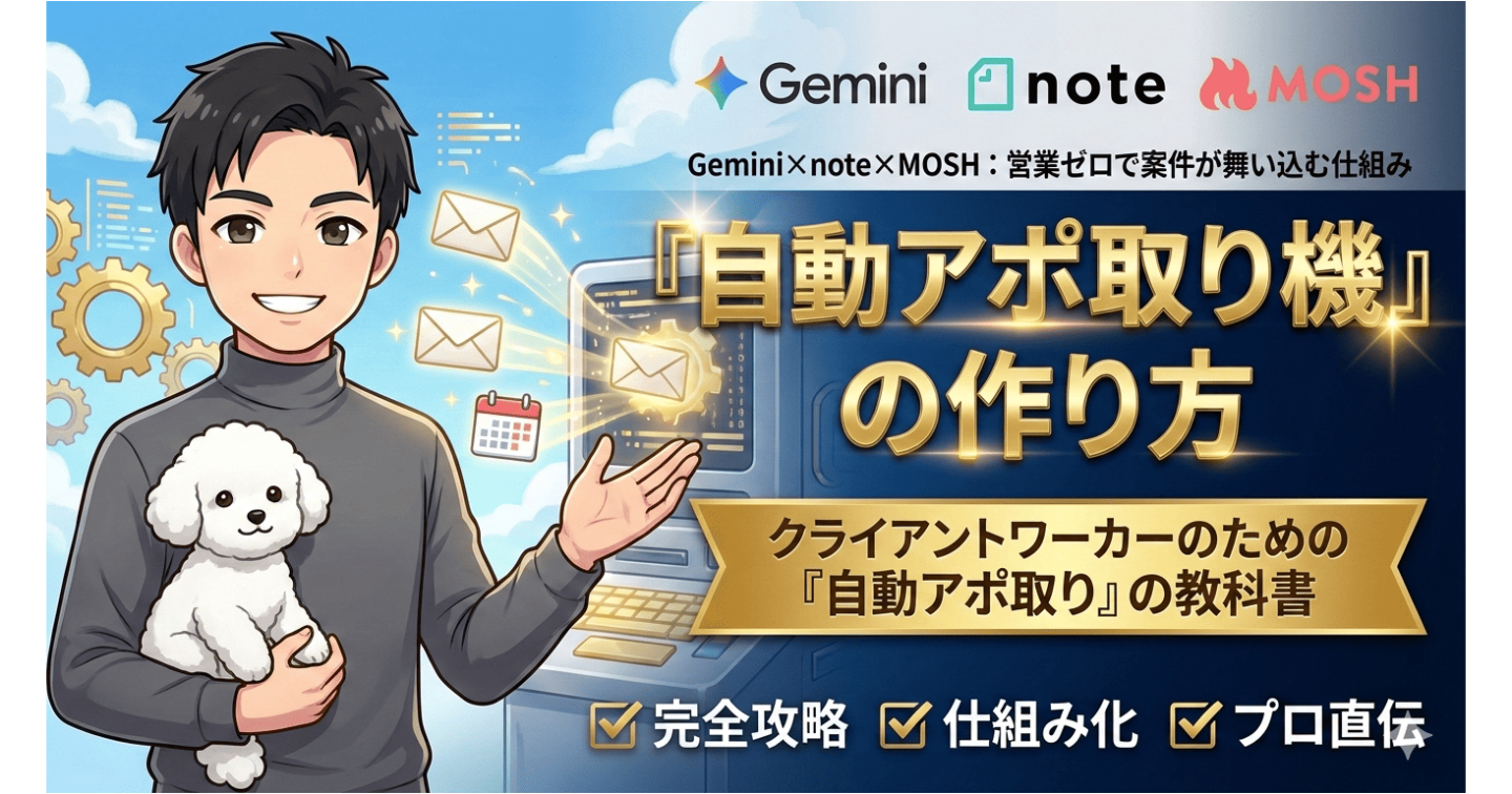 Gemini × note × MOSH：営業メールゼロで案件が舞い込む？！クライアントワーカーの集客を楽にする『自動アポ取り』の教科書