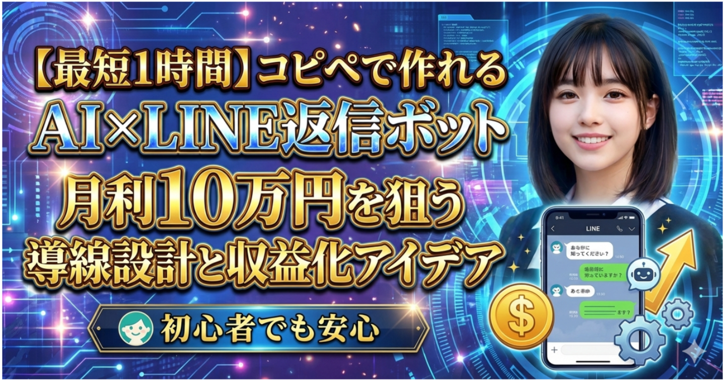 【最短1時間】コピペで作れるAI×LINE返信ボット｜月利10万円を狙う導線設計と収益化アイデア