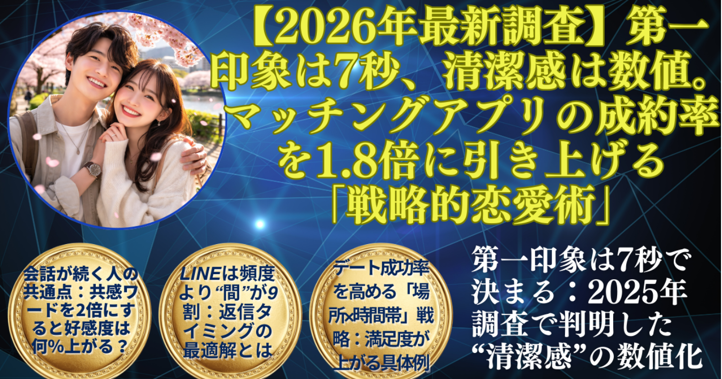 マッチングアプリ利用率42％時代の勝ち方。3ヶ月の壁を突破し、「選ばれる人」へと変貌する2026年版・最新恋愛マニュアル