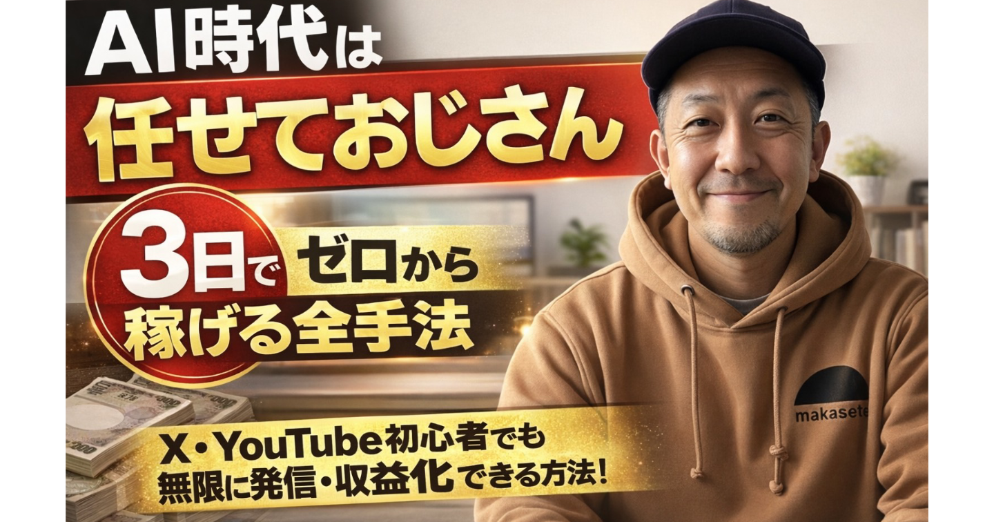 まかせておじさん3DAYS※最速最短のAI無限マネタイズ