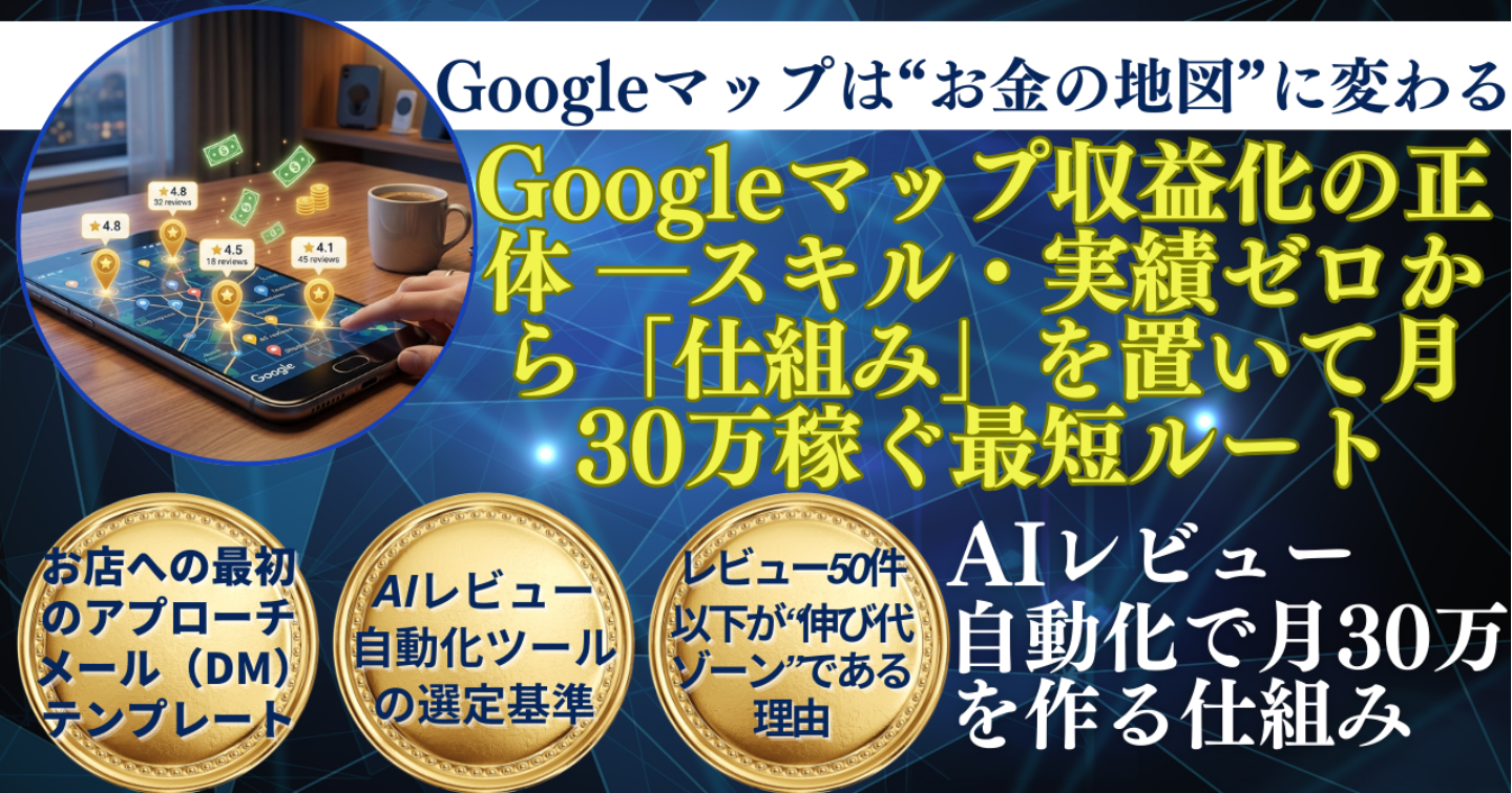 Googleマップ収益化の正体 ―スキル・実績ゼロから「仕組み」を置いて月30万稼ぐ最短ルート