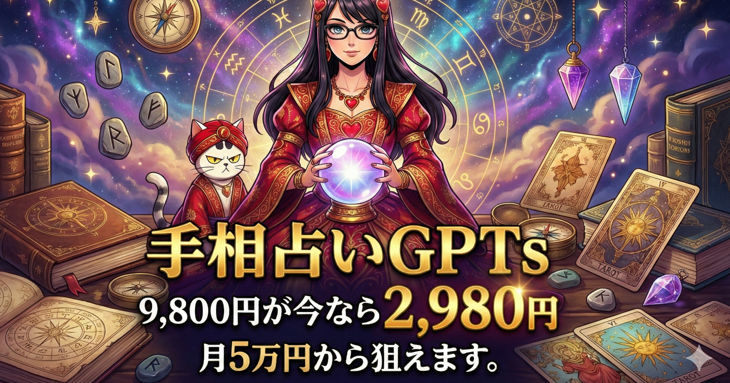文章力ゼロでも販売できる。収益化前提で設計した手相占いGPTs完全版鑑定を「納品物」に変える設計｜タロット副業完全構造