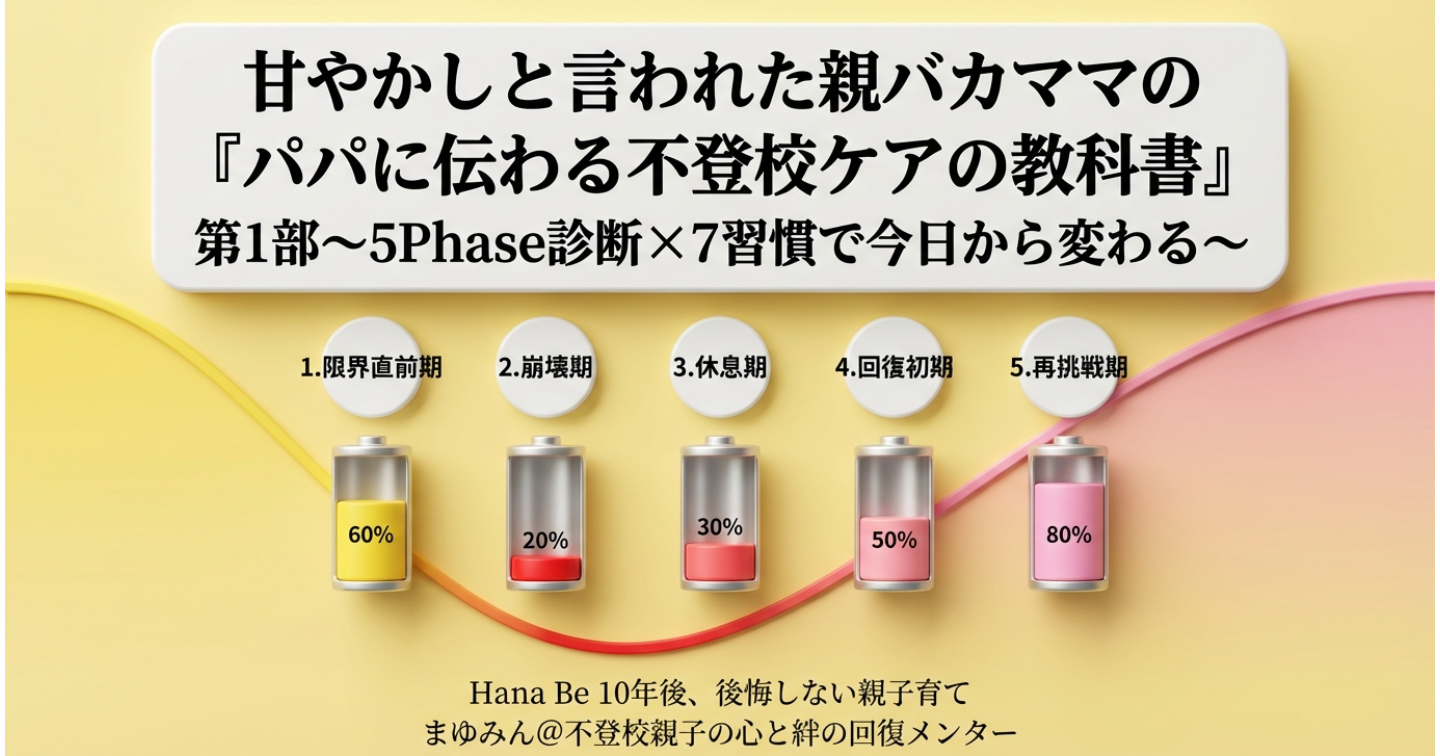 甘やかしと言われた親バカママの『パパに伝わる不登校ケアの教科書』― 感情型ママと問題解決型パパのチーム戦略 ―(第１部)