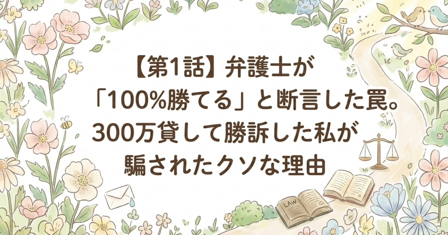 【第1話】弁護士が「100%勝てる」と断言した借用書の罠。300万貸して勝訴した私が騙されたクソな理