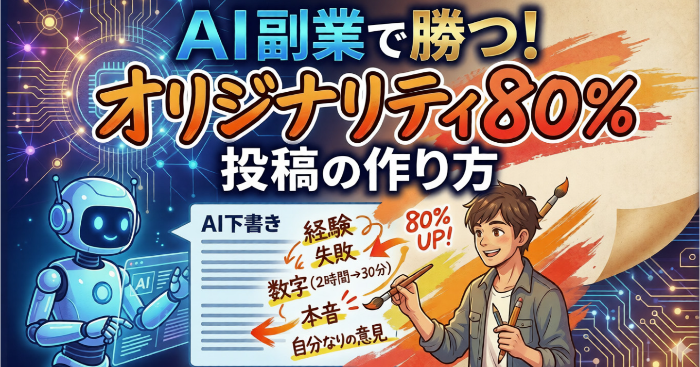 AI副業で勝つ！オリジナリティ80%投稿の作り方