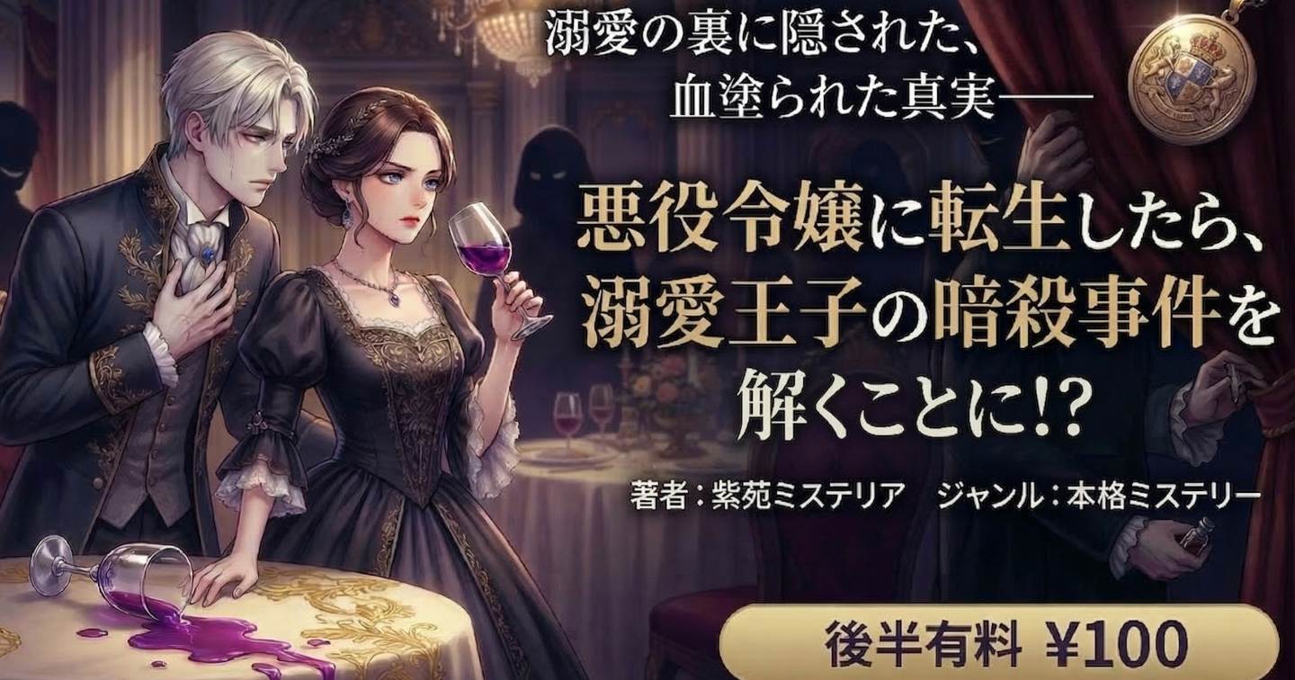 悪役令嬢に転生したら、溺愛王子の暗殺事件を解くことに!?　著者：紫苑ミステリア　ジャンル：本格ミステリー