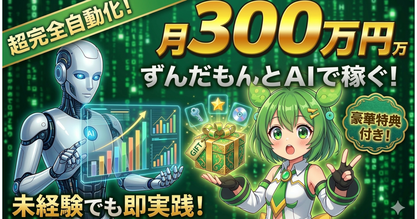 【完全版】AI×ずんだもん動画で月300万円を稼ぐ「完全自動化」戦略：未経験から収益を爆発させる全行程