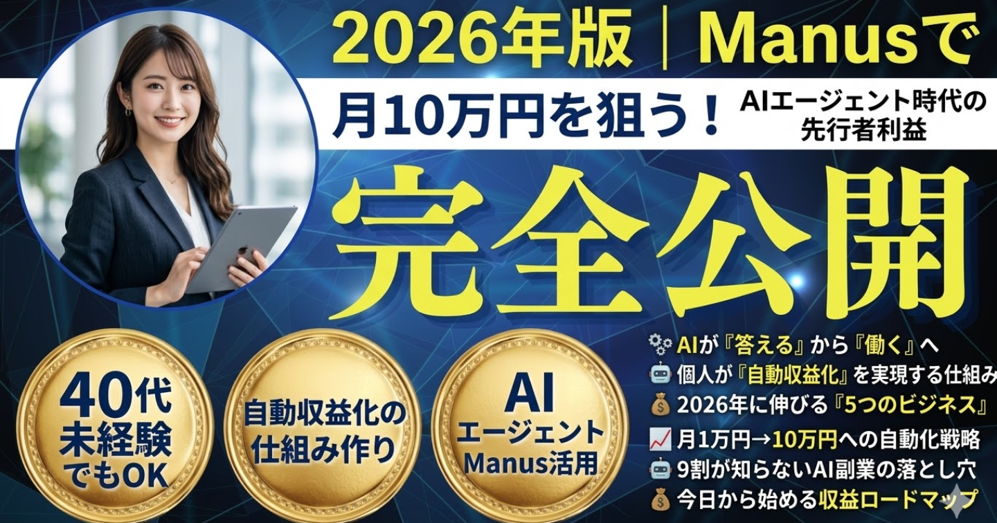 AIに「働かせて」稼ぐ。24時間365日止まらない収益を生む、次世代AI副業「Manus戦略」を完全公開