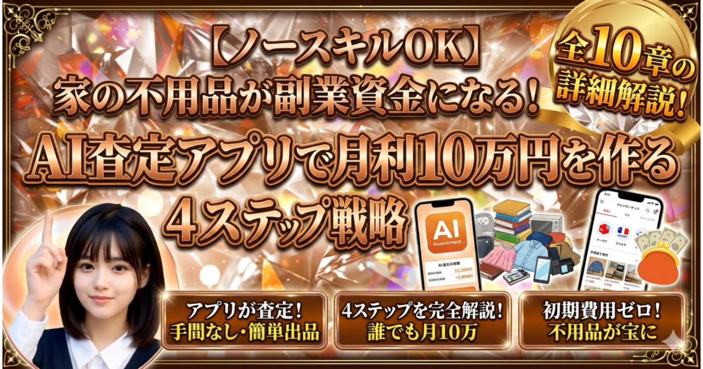 【ノースキルOK】家の不用品が副業資金になる！AI査定アプリで月利10万円を作る4ステップ戦略