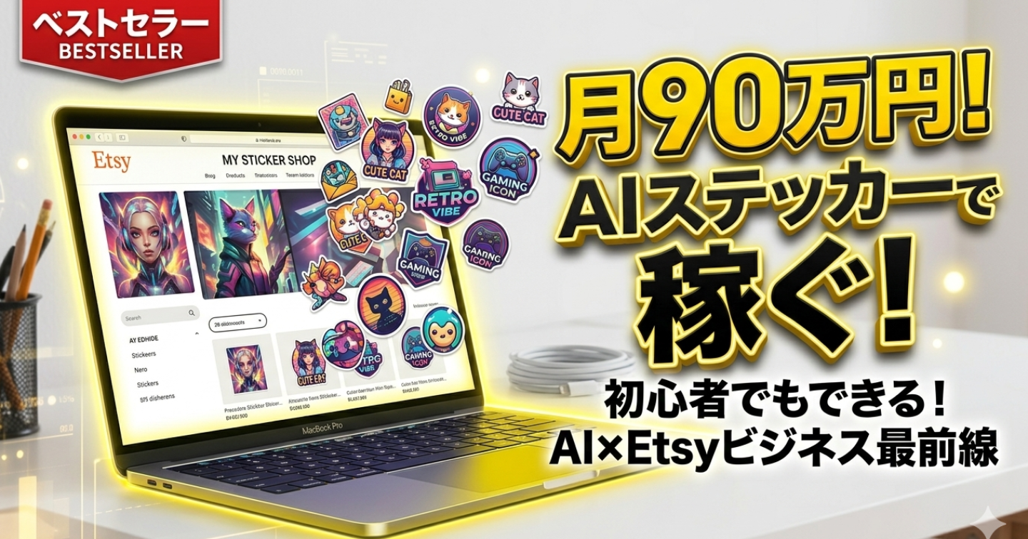 デザイン不要のAIステッカー副業術：1日10分の資産構築で月収90万円を目指すロードマップ