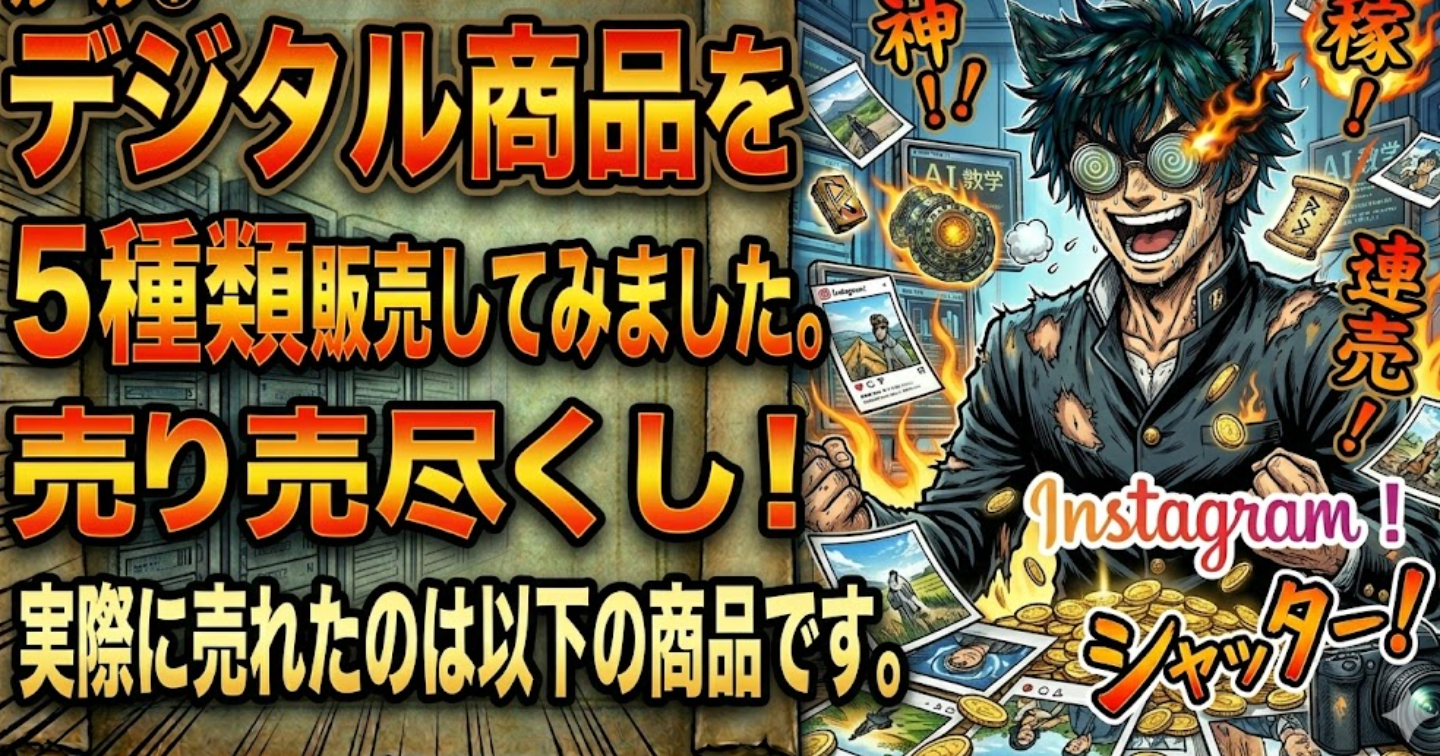 📌【デジタル商品を5種類】販売してみました。実際に売れたのは以下の商品です。