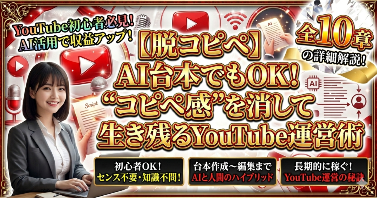 【脱コピペ】AI台本でもOK！“コピペ感”を消して生き残るYouTube運営術