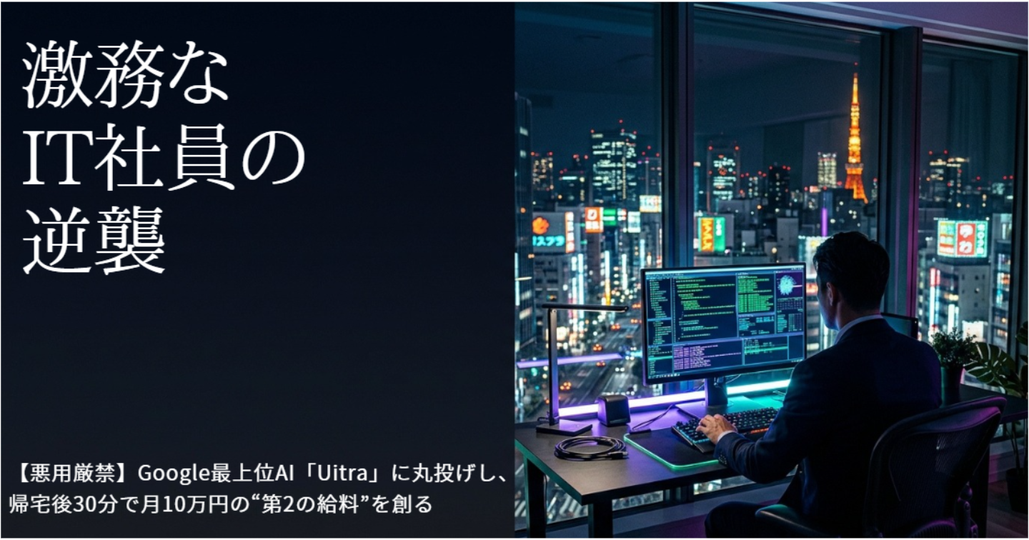 【悪用厳禁】激務なIT社員の逆襲。Google最上位AI「Ultra」に丸投げし、帰宅後30分で月10万円の”第2の給料”を創る