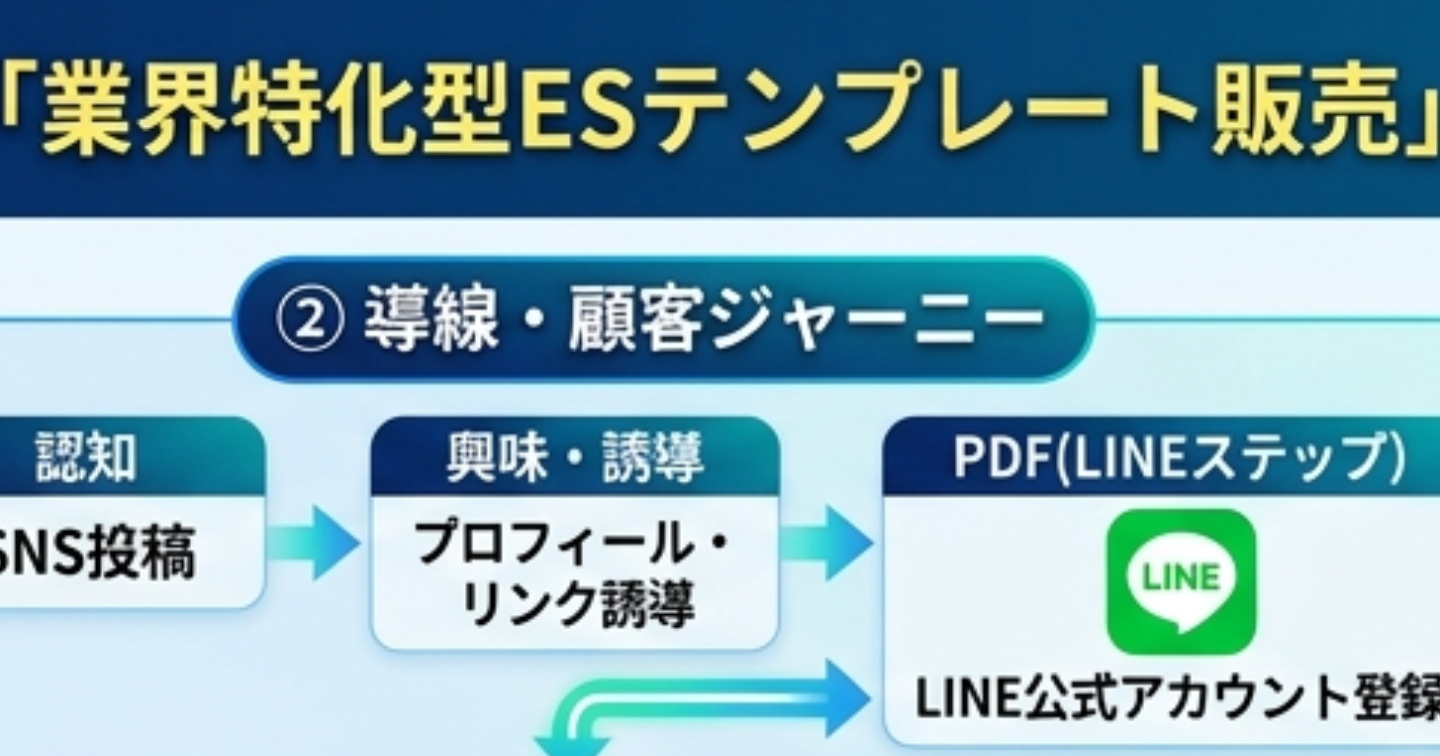 月10万円を生み出す「業界特化型ESテンプレート＆実例集PDF」販売完成モデル