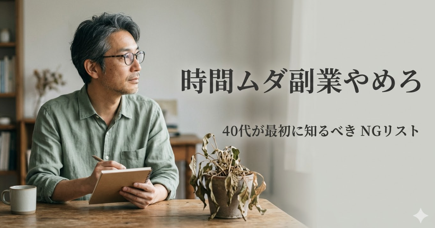 【40代会社員向け】副業で遠回りしない完全ガイド｜時間がない人が「最初の1円」を最短で稼ぐ唯一の方法