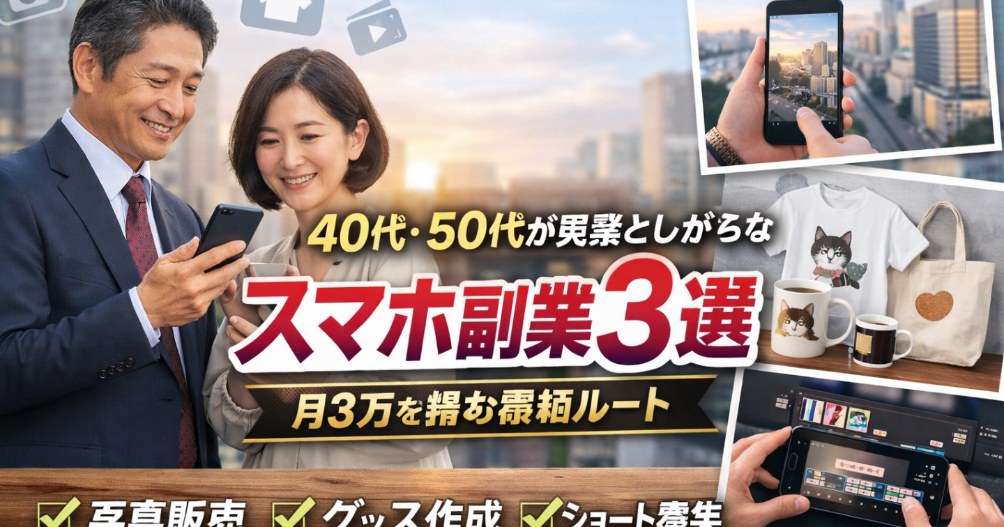 40代・50代が見落としがちなスマホ副業3選：月3万を積む最短ルート