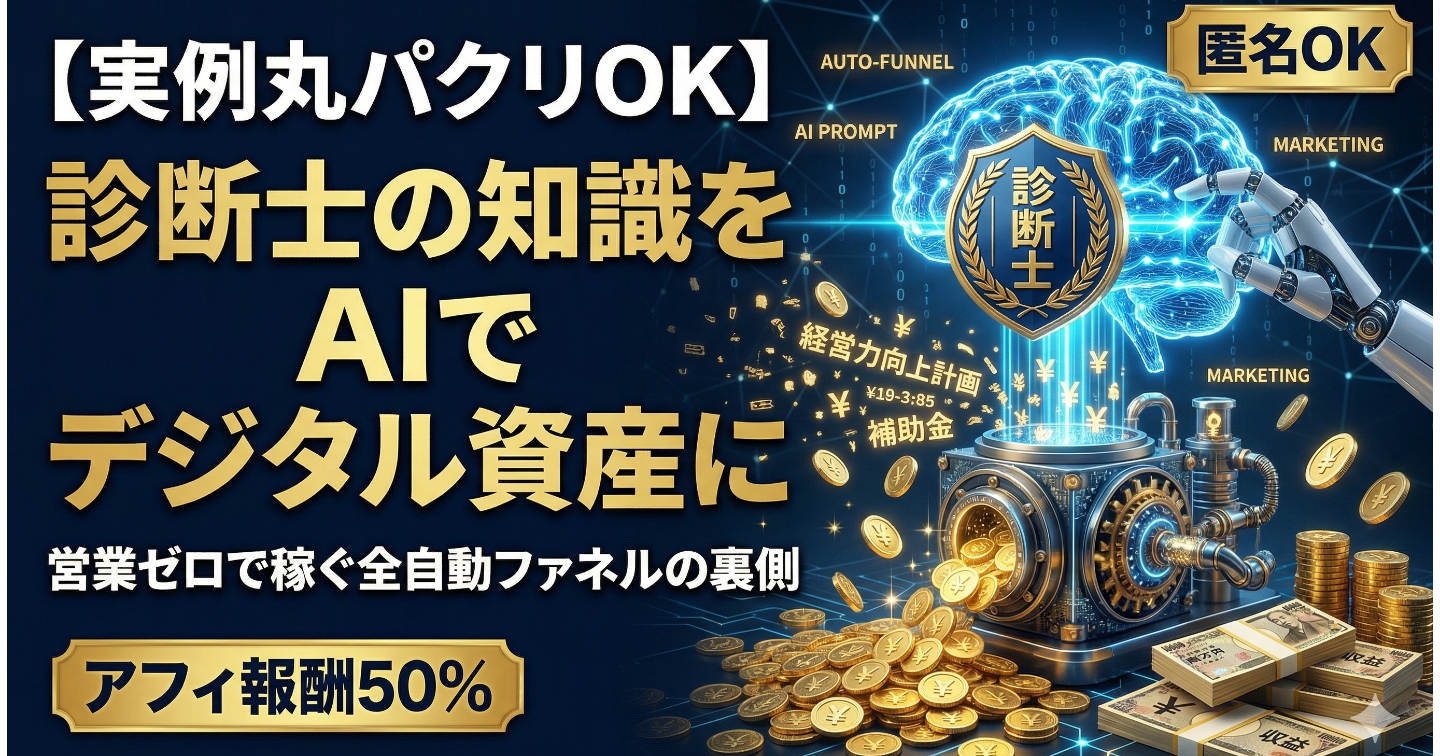 【ペーパー診断士からの脱却】営業ゼロ・顔出し不要。「専門知識」をAIでデジタル資産に変え、完全自動でマネタイズする構築マニュアル