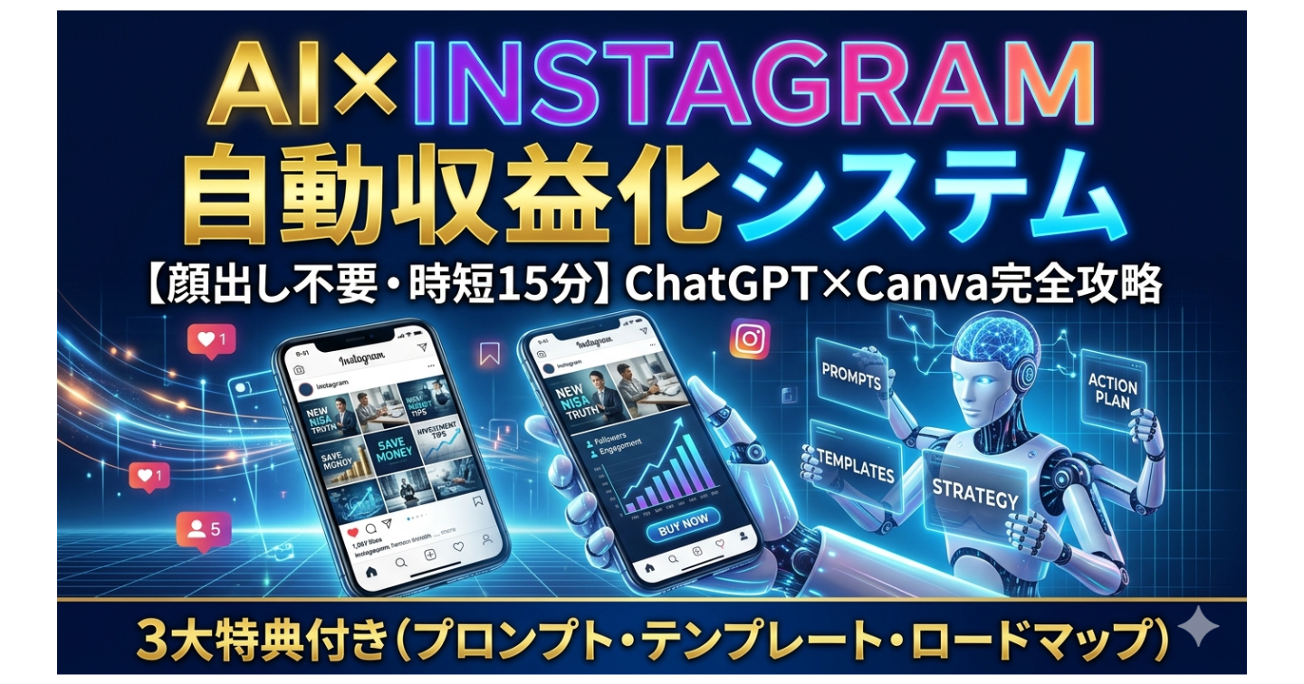 【最短15分・顔出し不要】AI×Instagram「勝手に売れる」特化型アカウント運用の全記録（ChatGPTプロンプト＆テンプレート完備）
