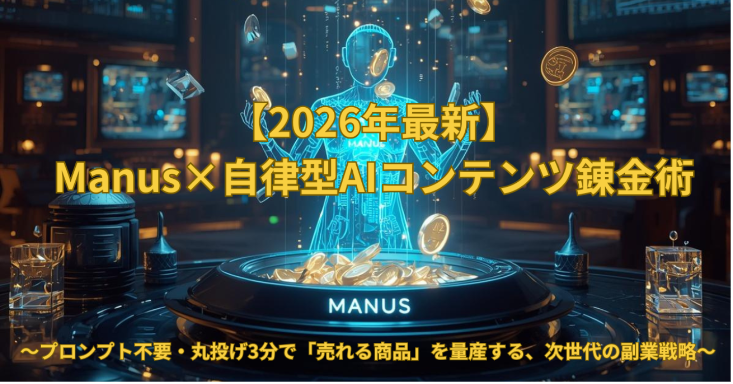 【2026年最新】Manus×自律型AIコンテンツ錬金術 〜プロンプト不要・丸投げ3分で「売れる商品」を量産する、次世代の副業戦略〜