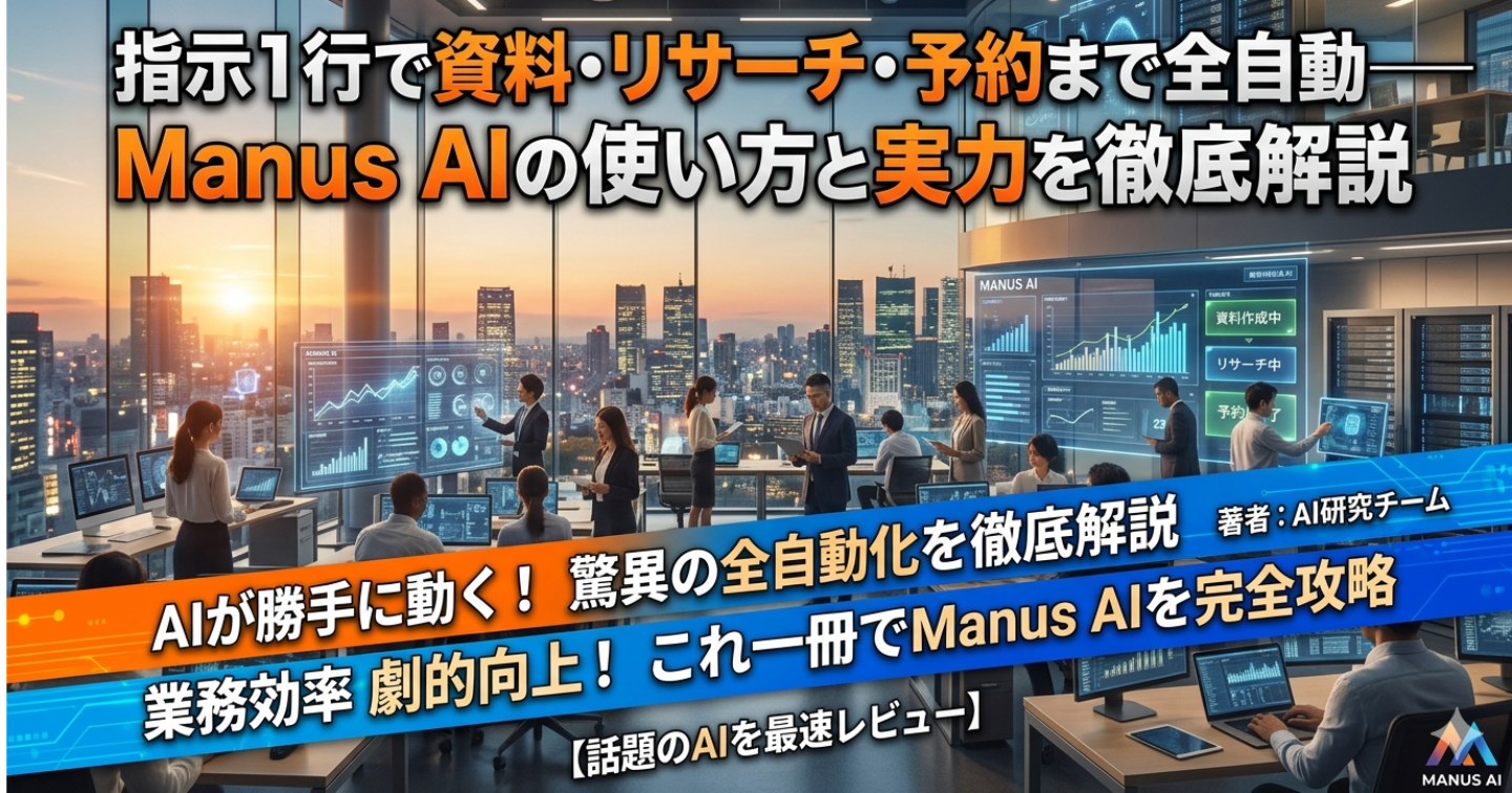 指示1行で資料・リサーチ・予約まで全自動——Manus AIの使い方と実力を徹底解説