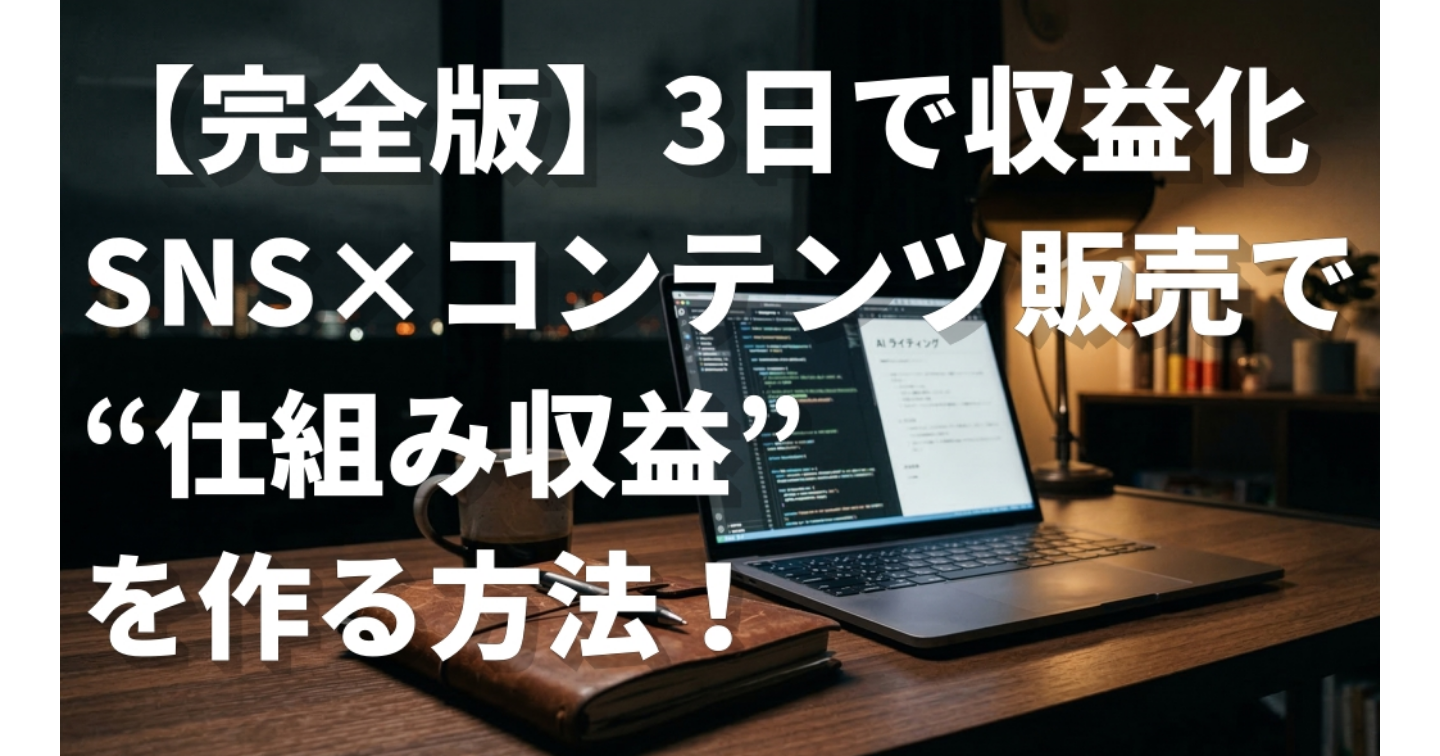 【完全版】SNS×コンテンツ販売で“仕組み収益”を作る方法ー3日で収益化ー