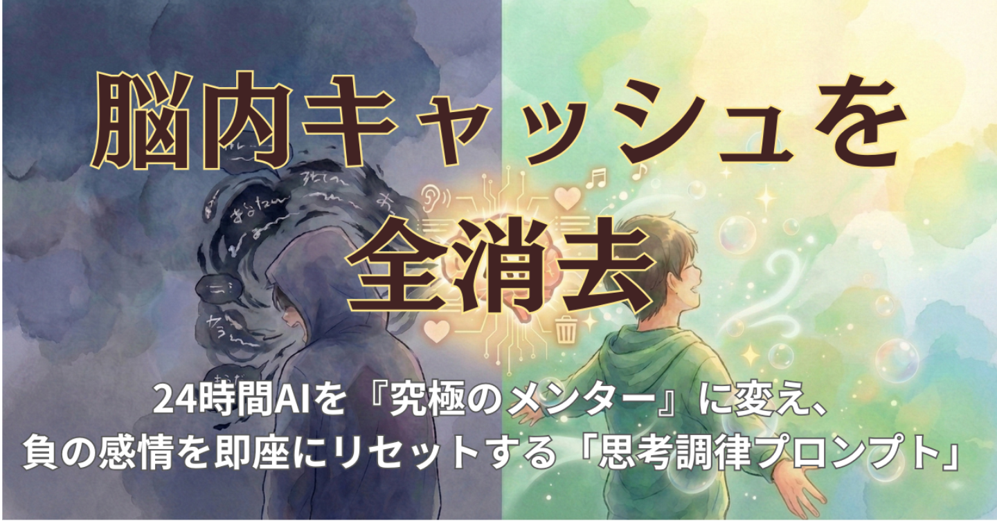 「脳内キャッシュを全消去。24時間AIを『究極のメンター』に変え、負の感情を即座にリセットする思考調律プロンプト」