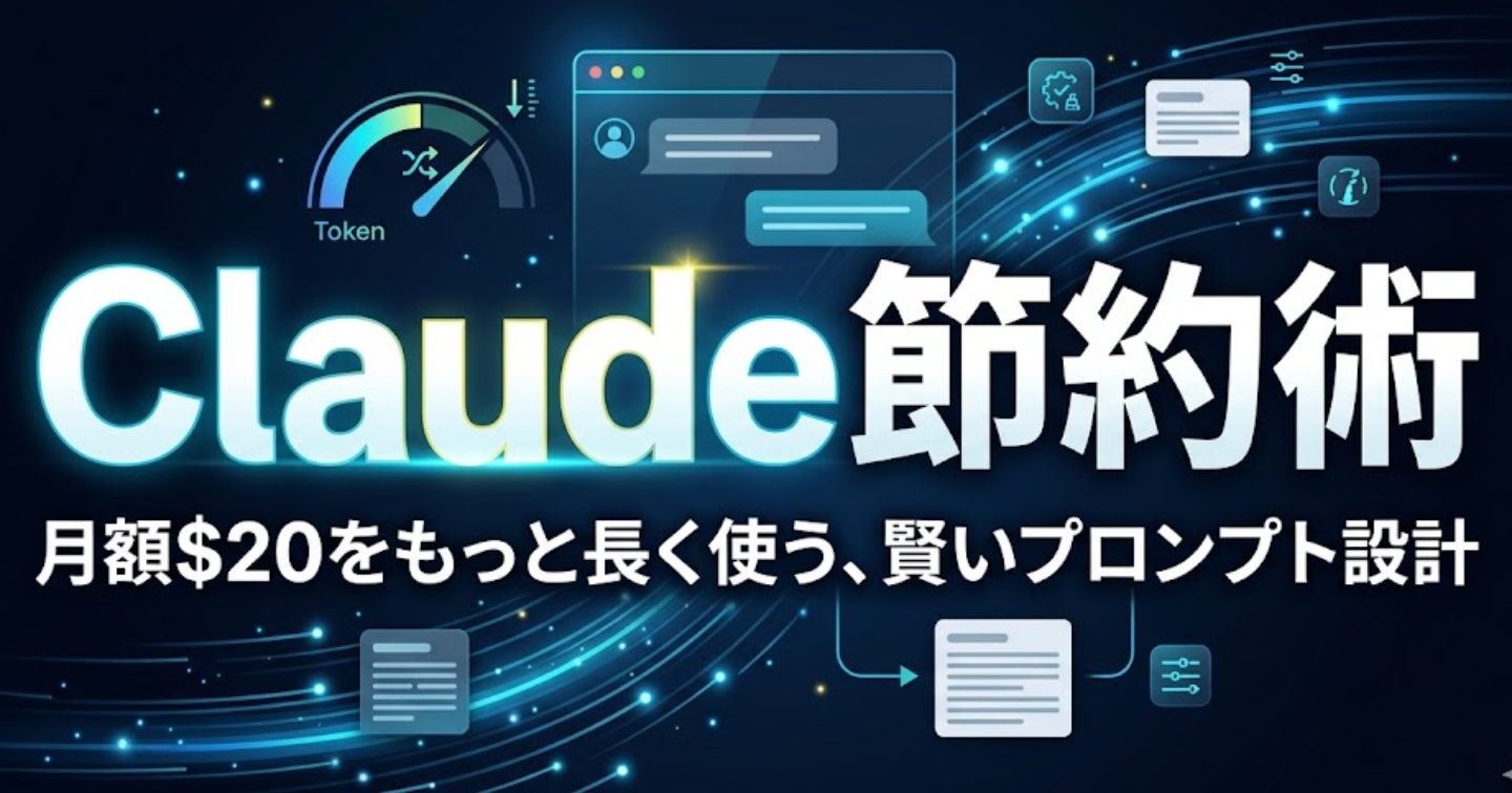 【Claudeのトークン節約法10選】月額$20をもっと長く使う、賢いプロンプト設計の実践ガイド