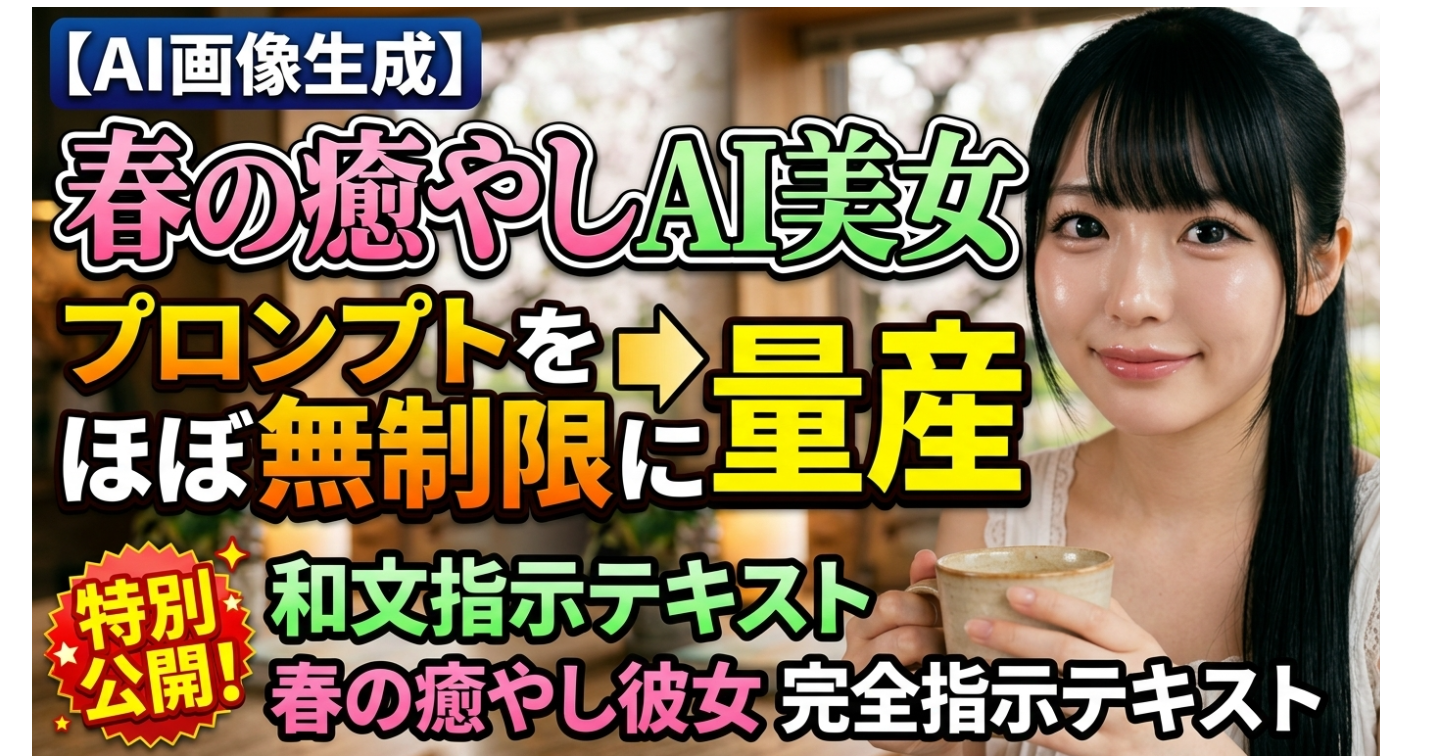 【AI画像生成】春の癒し系AI美女プロンプトほぼ無限生成用／日本語指示文を特別公開します／春の癒し系彼女プロンプトを量産できる指示文完全版