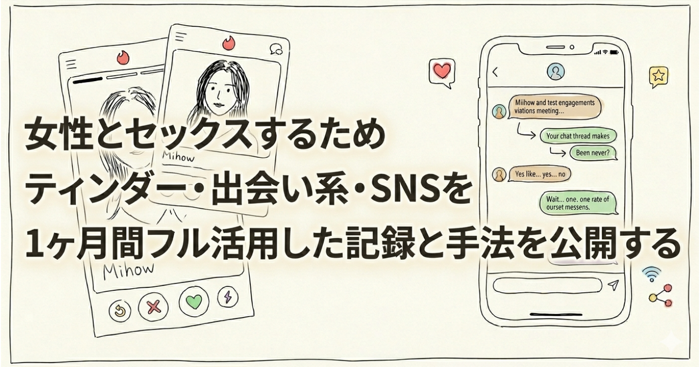 女性とセックスするため、ティンダー・出会い系、SNSを1ヶ月フル活用した記録と手法を公開