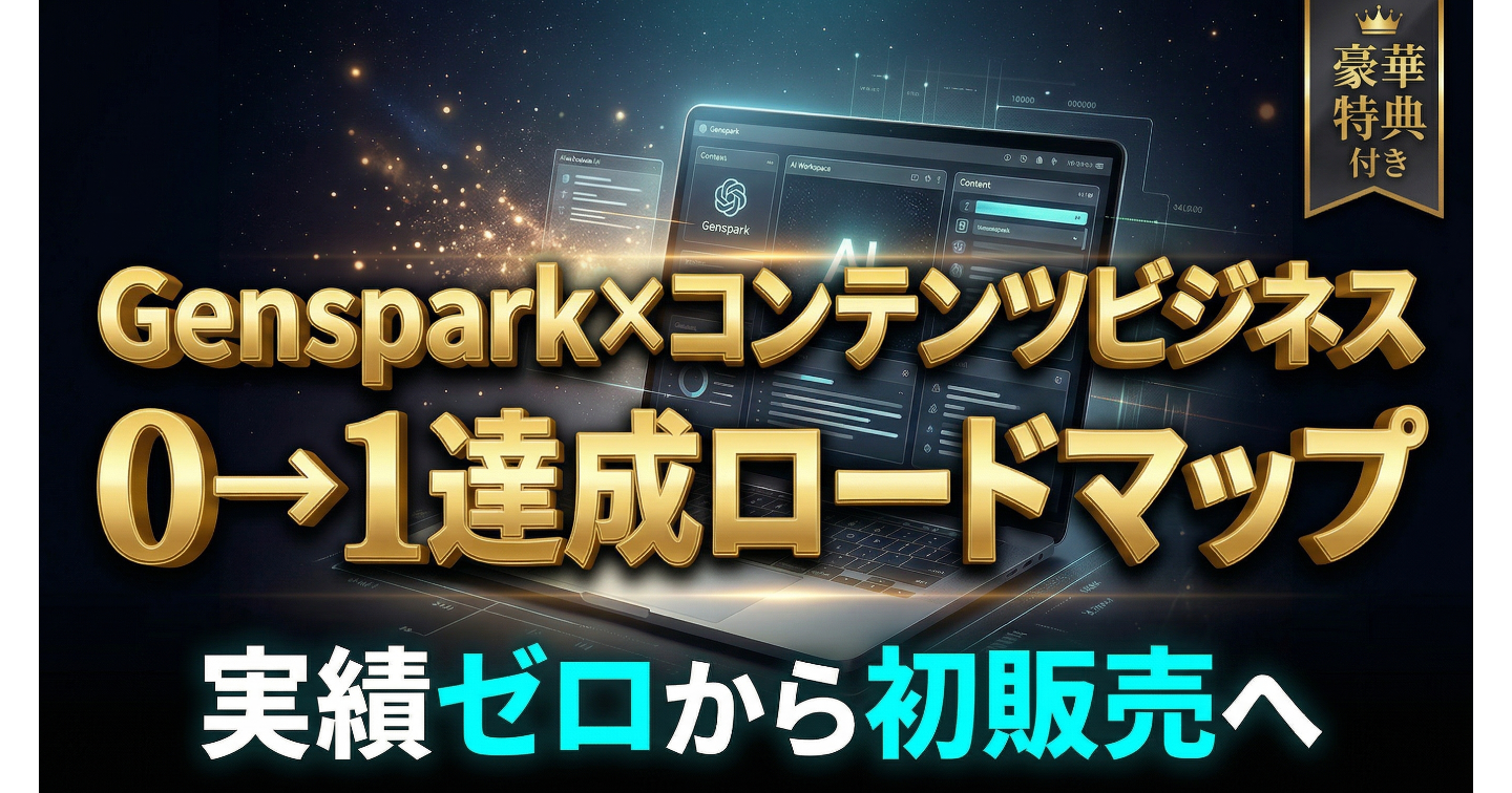 Gensparkでつくる はじめてのコンテンツ販売 0→1達成ロードマップ