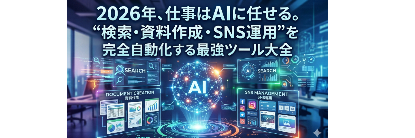 2026年、仕事はAIに任せる。 “検索・資料作成・SNS運用”を完全自動化する最強ツール大全