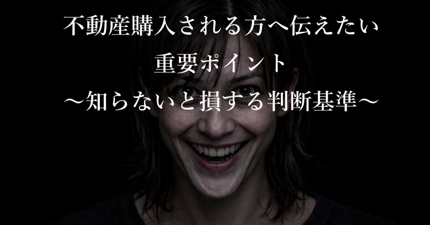 不動産購入される方へ伝えたい重要ポイント　〜知らないと損する判断基準〜